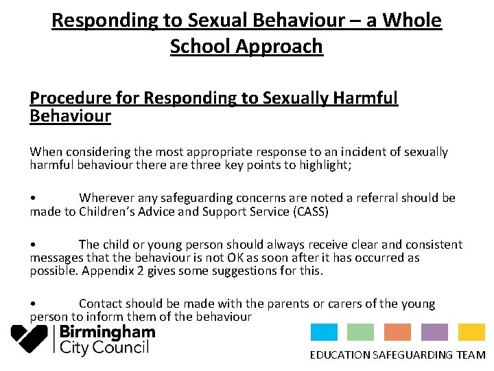 Responding to Sexual Behaviour in Children and Young