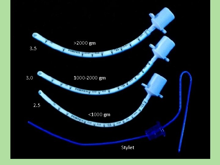 3. 5 3. 0 >2000 gm 1000 -2000 gm 2. 5 <1000 gm Stylet