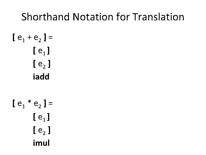 Shorthand Notation for Translation [ e 1 + e 2 ] = [ e