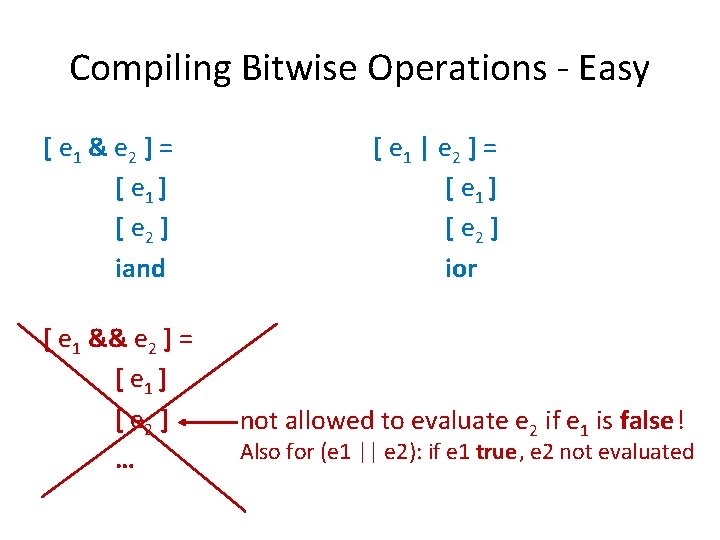 Compiling Bitwise Operations - Easy [ e 1 & e 2 ] = [