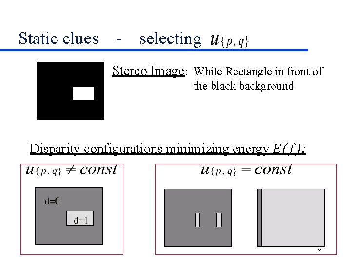 Static clues - selecting Stereo Image: White Rectangle in front of the black background