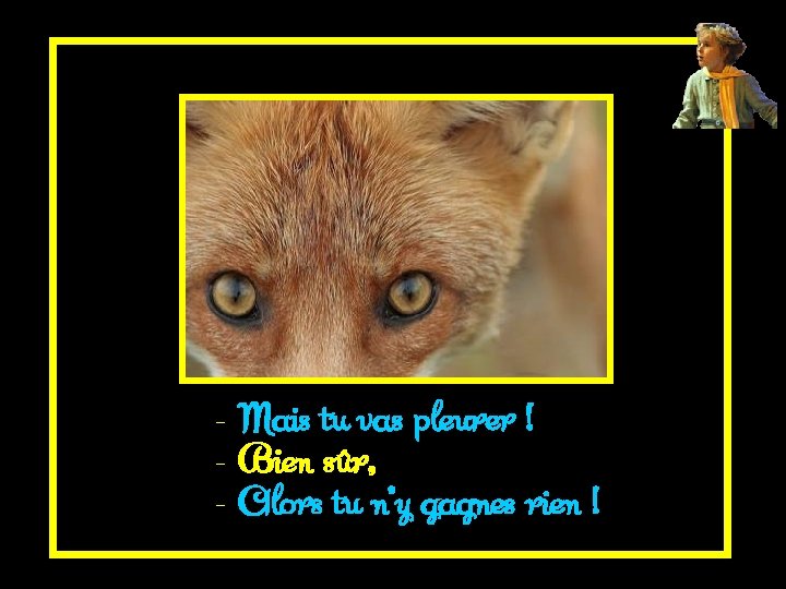 - Mais tu vas pleurer ! - Bien sûr, - Alors tu n’y gagnes