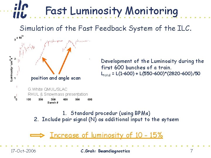 Fast Luminosity Monitoring Simulation of the Fast Feedback System of the ILC. Development of