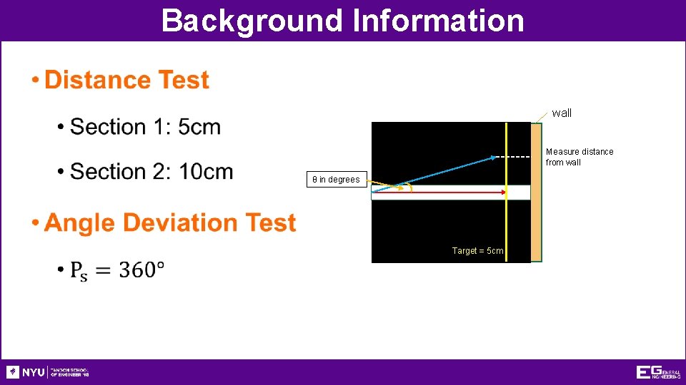Background Information • wall Measure distance from wall θ in degrees Target = 5