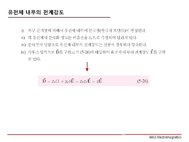 유전체 내부의 전계강도 ABLE Electromagnetics 