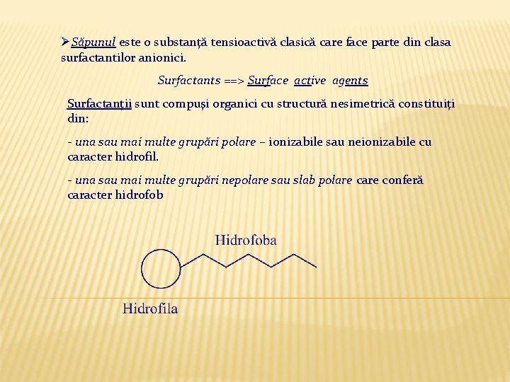 ØSăpunul este o substanţă tensioactivă clasică care face parte din clasa surfactantilor anionici. Surfactants