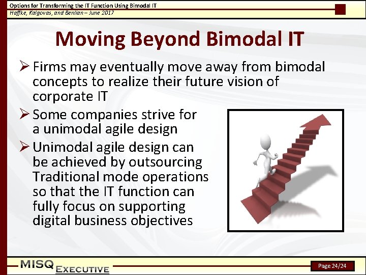 Options for Transforming the IT Function Using Bimodal IT Haffke, Kalgovas, and Benlian –