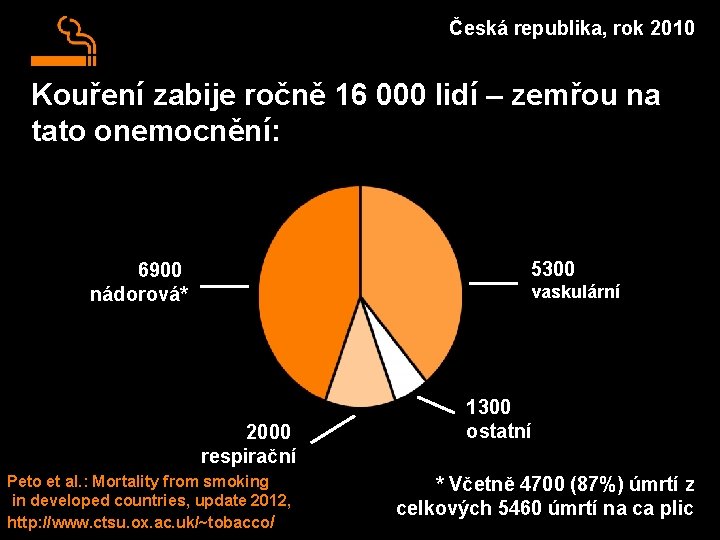 Česká republika, rok 2010 Kouření zabije ročně 16 000 lidí – zemřou na tato