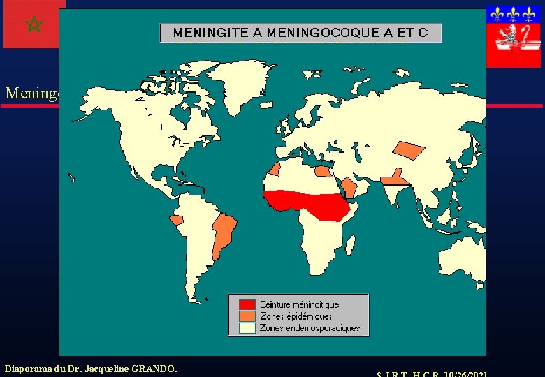 Neisseria meningitidis 9) Epidémiologie dans le monde Meningocoque Diaporama du Dr. Jacqueline GRANDO. 