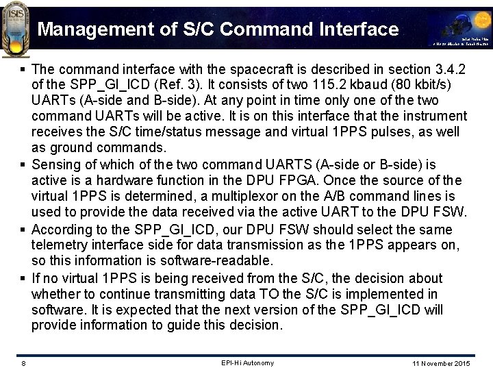 Management of S/C Command Interface Solar Probe Plus A NASA Mission to Touch the