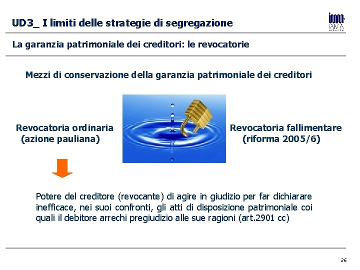 UD 3_ I limiti delle strategie di segregazione La garanzia patrimoniale dei creditori: le