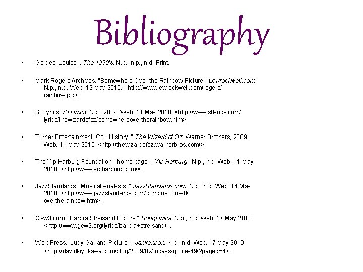 Bibliography • Gerdes, Louise I. The 1930's. N. p. : n. p. , n.
