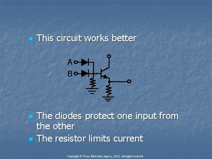 n This circuit works better A B n n The diodes protect one input