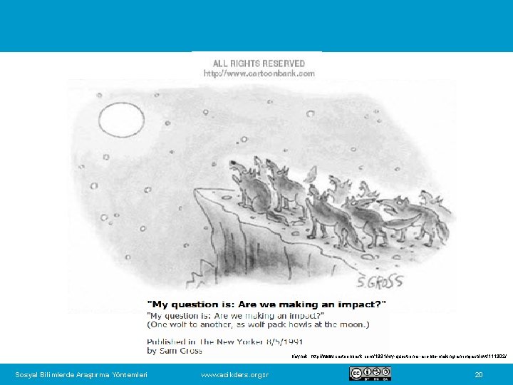 Kaynak: http: //www. cartoonbank. com/1991/my-question-is-are-we-making-an-impact/invt/111302/ Sosyal Bilimlerde Araştırma Yöntemleri www. acikders. org. tr 20