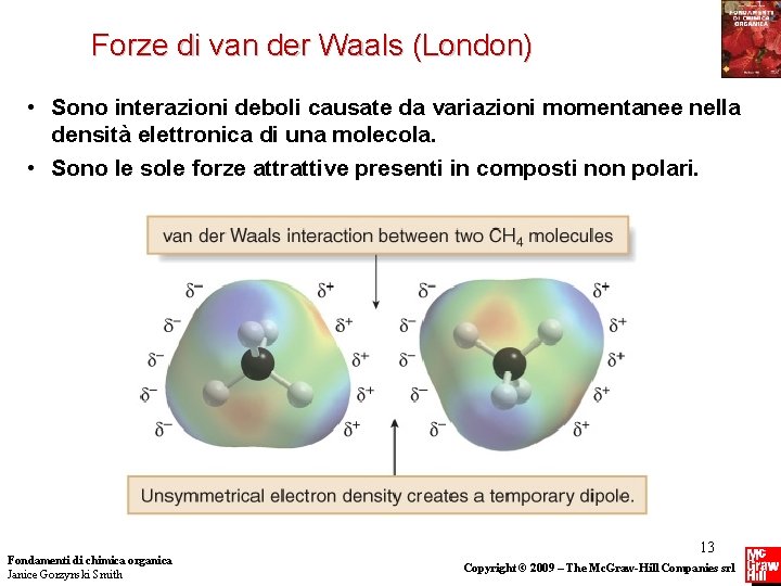 Forze di van der Waals (London) • Sono interazioni deboli causate da variazioni momentanee