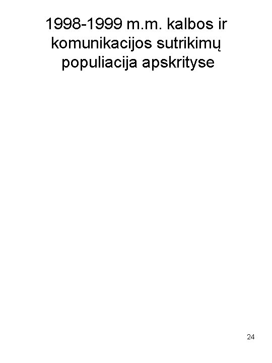 1998 -1999 m. m. kalbos ir komunikacijos sutrikimų populiacija apskrityse 24 