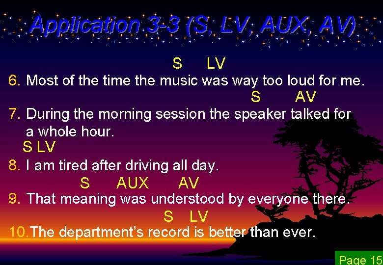 Application 3 -3 (S, LV, AUX, AV) S LV 6. Most of the time