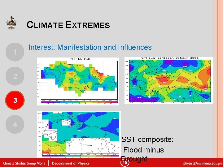 CLIMATE EXTREMES 1 Interest: Manifestation and Influences 2 3 4 SST composite: Flood minus