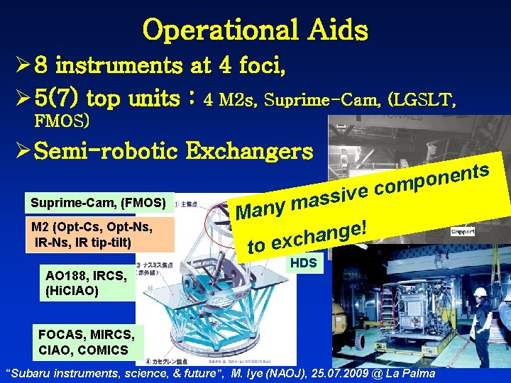 Operational Aids Ø 8 instruments at 4 foci, Ø 5(7) top units : 4