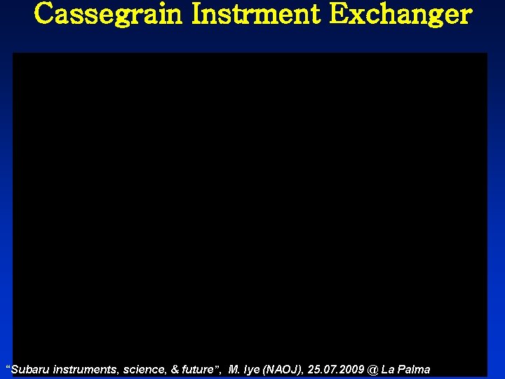 Cassegrain Instrment Exchanger “Subaru instruments, science, & future”, M. Iye (NAOJ), 25. 07. 2009