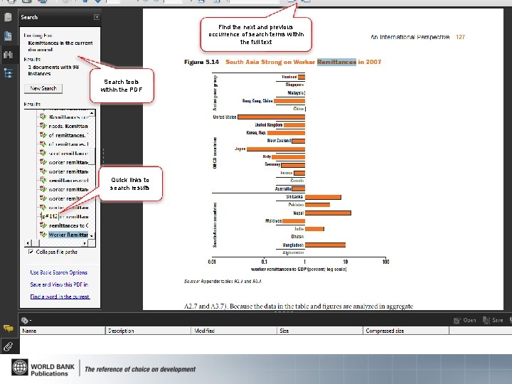 Find the next and previous occurrence of search terms within the full text Search