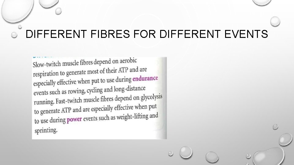 DIFFERENT FIBRES FOR DIFFERENT EVENTS 