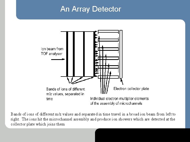 An Array Detector Bands of ions of different m/z values and separated in time