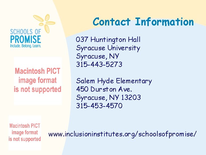 Contact Information 037 Huntington Hall Syracuse University Syracuse, NY 315 -443 -5273 Salem Hyde