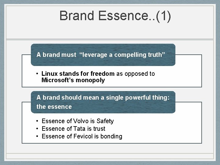 Brand Essence. . (1) A brand must “leverage a compelling truth” • Linux stands
