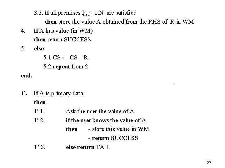 4. 5. 3. 3. if all premises Ij, j=1, N are satisfied then store