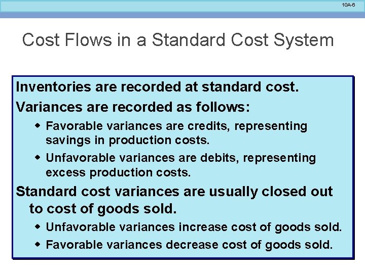 Journal Entries to Record Variances Appendix 10 B