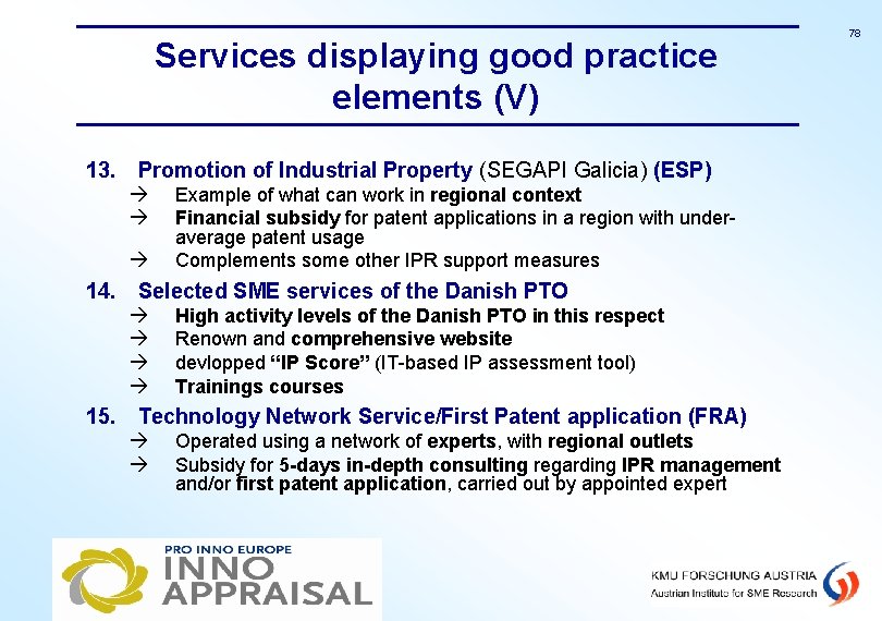 Services displaying good practice elements (V) 13. Promotion of Industrial Property (SEGAPI Galicia) (ESP)