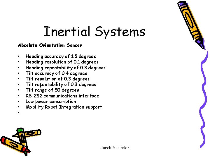 Inertial Systems Absolute Orientation Sensor • • • Heading accuracy of 1. 5 degrees