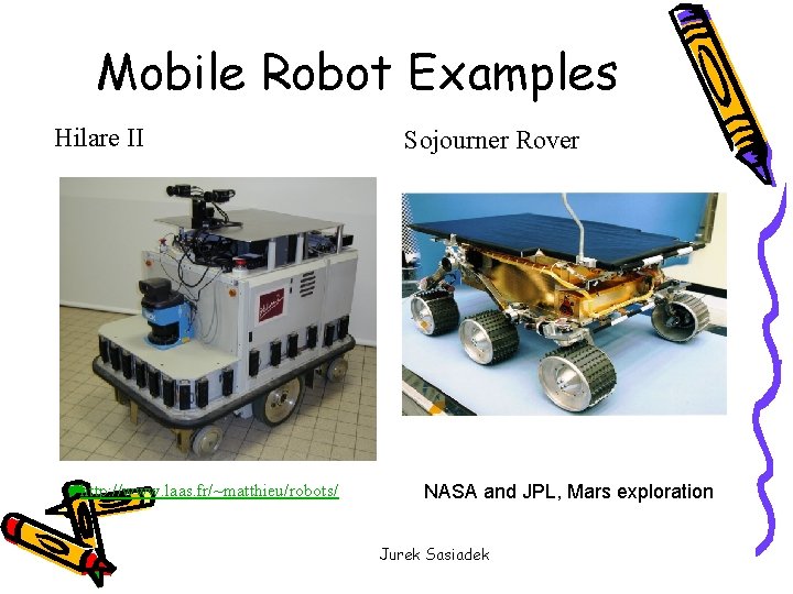 Mobile Robot Examples Hilare II http: //www. laas. fr/~matthieu/robots/ Sojourner Rover NASA and JPL,