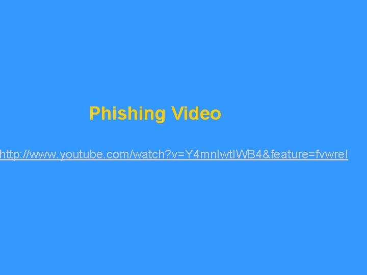 Phishing Video http: //www. youtube. com/watch? v=Y 4 mn. Iwt. IWB 4&feature=fvwrel 