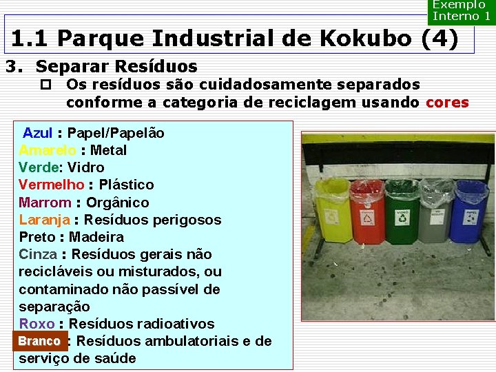 Exemplo Interno 1 1. 1 Parque Industrial de Kokubo (4) 3. Separar Resíduos p