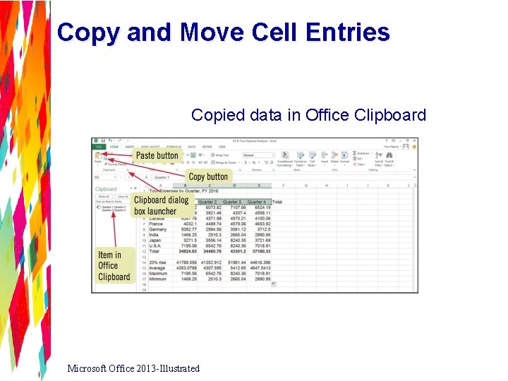 Copy and Move Cell Entries Copied data in Office Clipboard Microsoft Office 2013 -Illustrated
