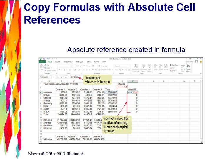 Copy Formulas with Absolute Cell References Absolute reference created in formula Microsoft Office 2013