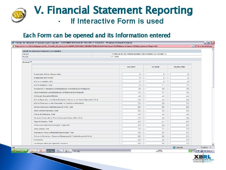 V. Financial Statement Reporting · If Interactive Form is used Each Form can be