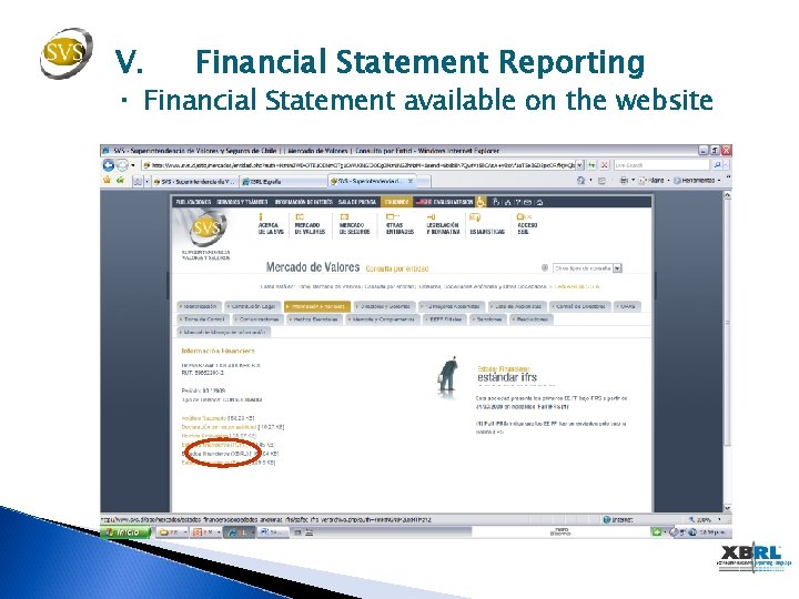 V. Financial Statement Reporting · Financial Statement available on the website 