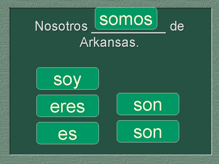 somos Nosotros _____ de Arkansas. soy eres es son 