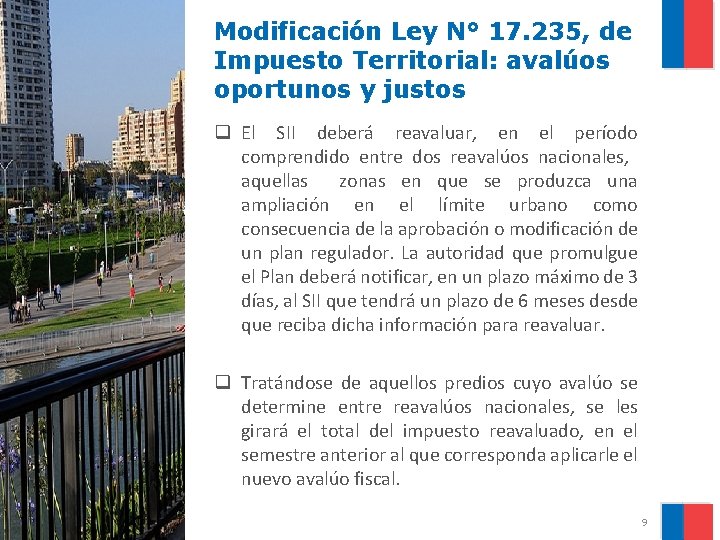 Modificación Ley N° 17. 235, de Impuesto Territorial: avalúos oportunos y justos q El