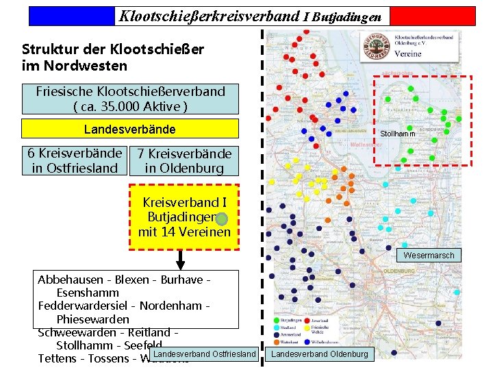 Klootschießerkreisverband I Butjadingen Struktur der Klootschießer im Nordwesten Friesische Klootschießerverband ( ca. 35. 000