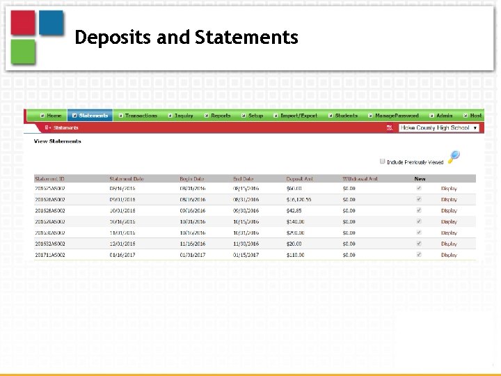 Deposits and Statements 