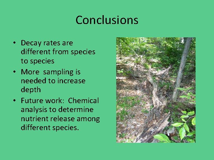 Conclusions • Decay rates are different from species to species • More sampling is