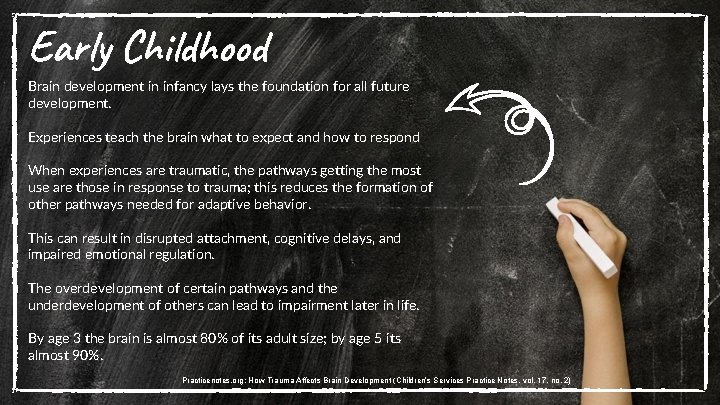 Early Childhood Brain development in infancy lays the foundation for all future development. Experiences
