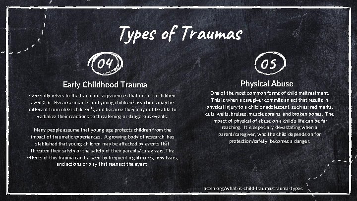 Types of Traumas 04 05 Early Childhood Trauma Physical Abuse Generally refers to the