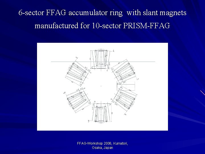 6 -sector FFAG accumulator ring with slant magnets manufactured for 10 -sector PRISM-FFAG-Workshop 2006,