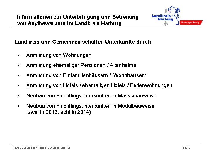 Informationen zur Unterbringung und Betreuung von Asylbewerbern im Landkreis Harburg Landkreis und Gemeinden schaffen