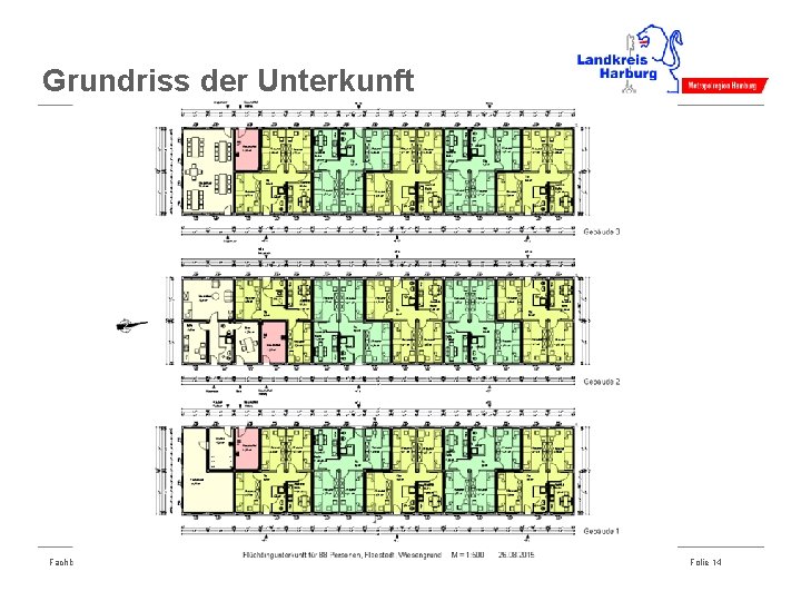 Grundriss der Unterkunft Fachbereich Soziales / Stabsstelle Öffentlichkeitsarbeit Folie 14 